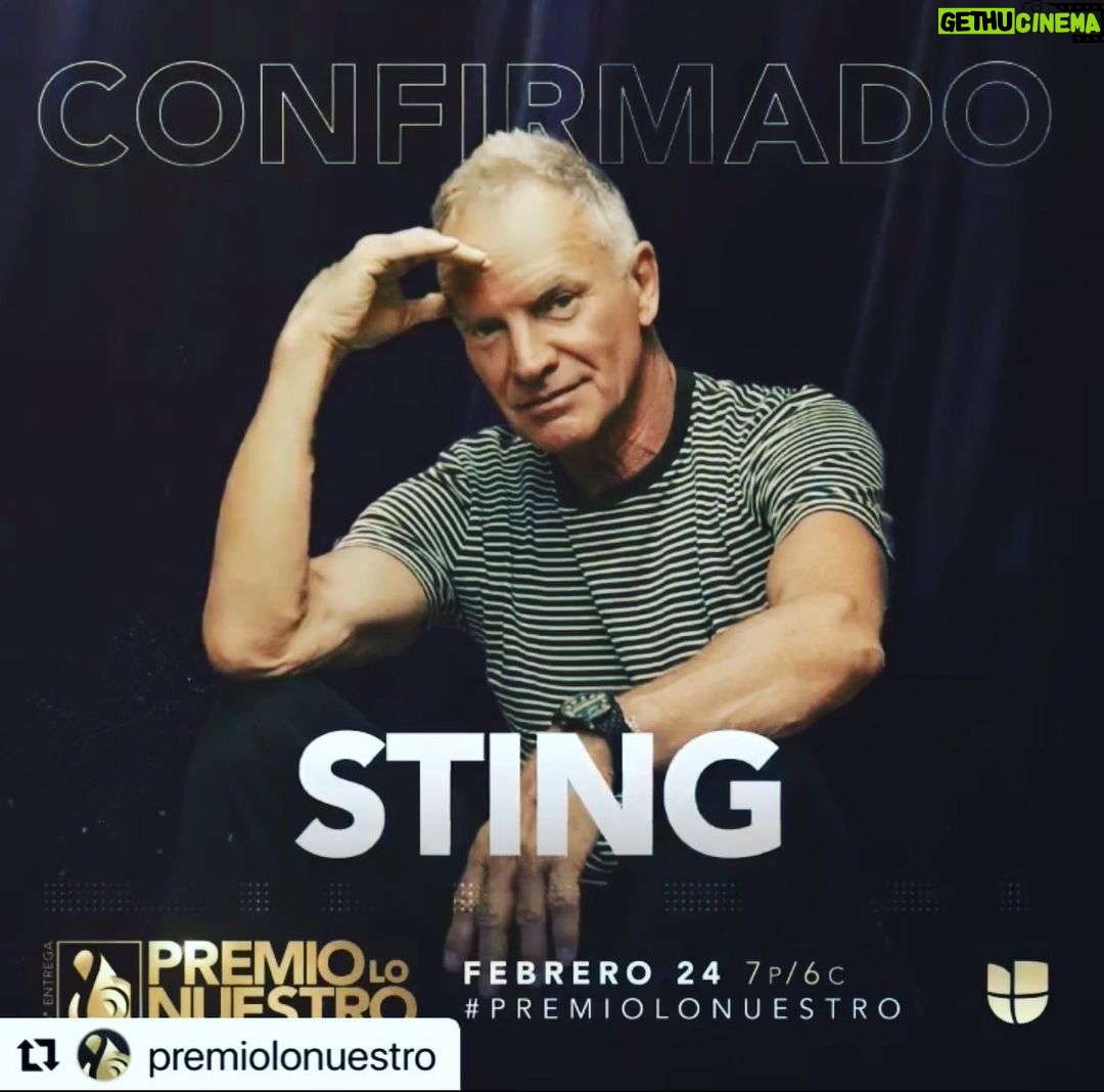 Sting Instagram - #repost @premiolonuestro ・・・ He doesn’t drink coffee he drinks tea my dear! The Englishman @theofficialsting nos dejará walking on the moon con el estreno de su nuevo sencillo completamente en español ‘Por Su Amor’ en #PremioLoNuestro ✨