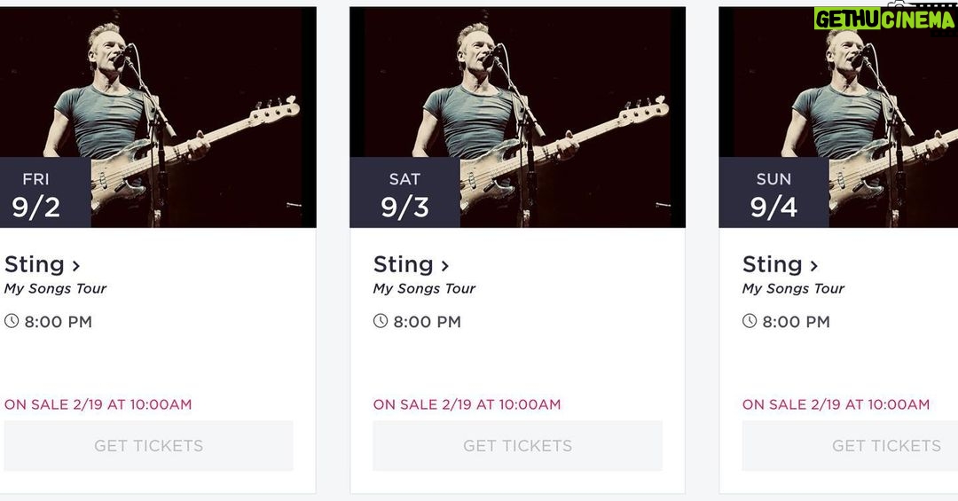 Sting Instagram - New My Songs Tour dates just announced at Wolf Trap in Vienna, VA September 2-4! General on-sale begins February 19 - visit Sting.com for pre-sale details @wolf_trap