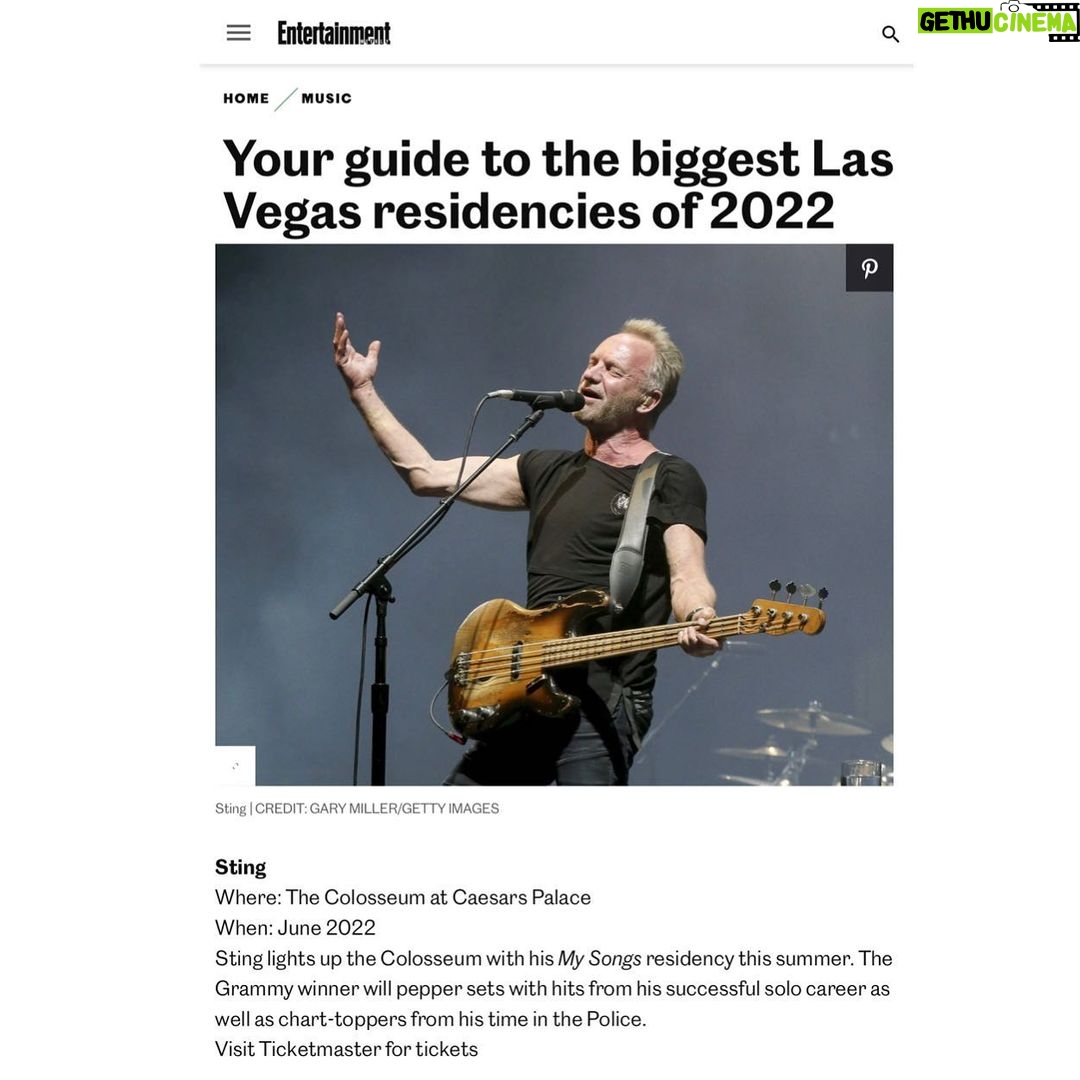 Sting Instagram - @caesarspalace @entertainmentweekly