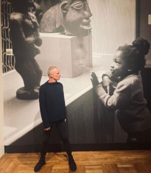 Sting Instagram - #Repost @portlandartmuseum
・・・
🎶 Every breath you take, every move you make…

We were honored to welcome 17-time Grammy-winning recording artist @TheOfficialSting who stopped by on his My Songs World Tour to visit “Black Artists of Oregon” at the Portland Art Museum. The exhibition is on view through March 17.

Thanks for stopping by!

[ID: Photo of Sting standing in front of photomural by Richard Brown of a young girl looking at casework with art.]