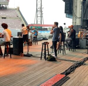 Sting Instagram - Getting ready to play at one of my favourite venues tonight #JonesBeach @northwelljbt @direalshaggy came to soundcheck for a little pre- @onefinedayphilly jam session.  We’ll see you in Philadelphia tomorrow! @manncenter #mysongstour #onefineday Photo: @burgerseth71 Video: @jmgca