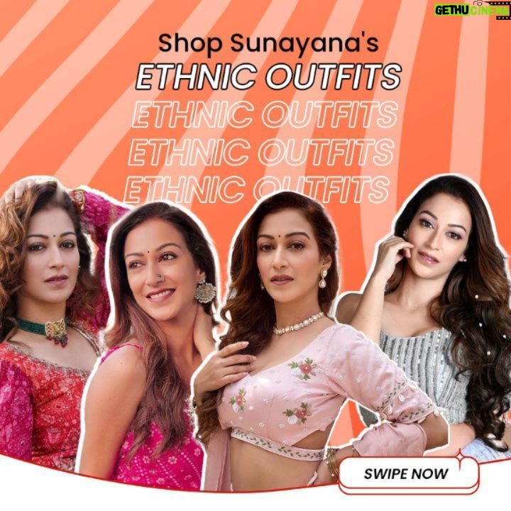 Sunayana Fozdar Instagram - ๐๐๐ฌ๐ข ๐จ๐ฎ๐ญ๐๐ข๐ญ๐ฌ ๐จ๐ง ๐ฌ๐๐ฅ๐! ๐๐ป Festivals are around the corner, and it is raining ethnic on Hipi! If @SunayanaFozdarโs outfits caught your eye, then donโt miss the chance to add them to your wardrobe. Tap the ๐๐๐๐ button on the Hipi app and explore! #sunayanafozdar #watchitshopit #lehenga #ethnicwear #ethnic #IndianWear #TraditionalAttire #CelebrityStyle #StyleInspiration #Fashion #Style #Hipi #hipikaromorekaro