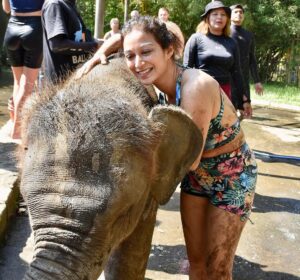 Sunayana Fozdar Instagram - These memories will stay with me forever 🐘🫶 They are Truly one of the most sensitive and emotional Mammals,they instantly catch vibes and energies and respond accordingly ! Being able to come so up close and personal with Tyra and her 2 year old baby was So humbling 🥺 #elephantmudbath experience at Bali was Pure Magic!!!! Thank You @kunalbhambwani for the Best birthday Gift❤️💃🏻