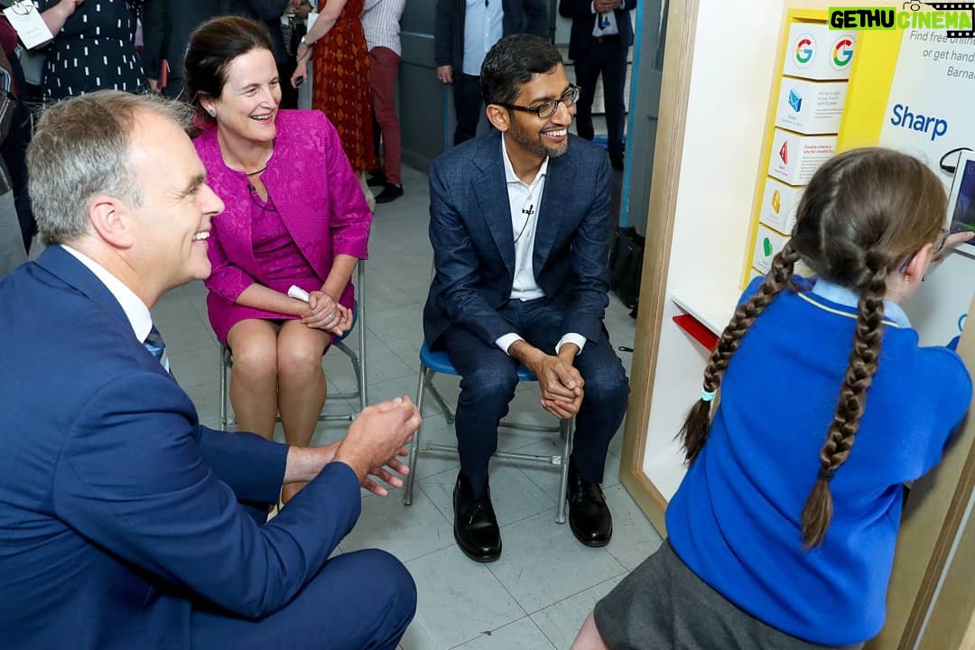Sundar Pichai Instagram - In Dublin, Ireland to announce a €1 million Google.org grant to help bring online safety workshops to over 75,000 Irish children over the next 4 years. Part of our global effort to empower kids to become safe explorers of our digital world.