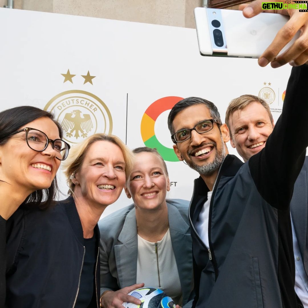 Sundar Pichai - 298.7K Likes - Excited to have @dfb @dfb_frauenteam join #TeamPixel! Proud to support the German Women's National Team and work together to increase visibility for women's sports. (And thanks for letting me score a goal today:) ā½