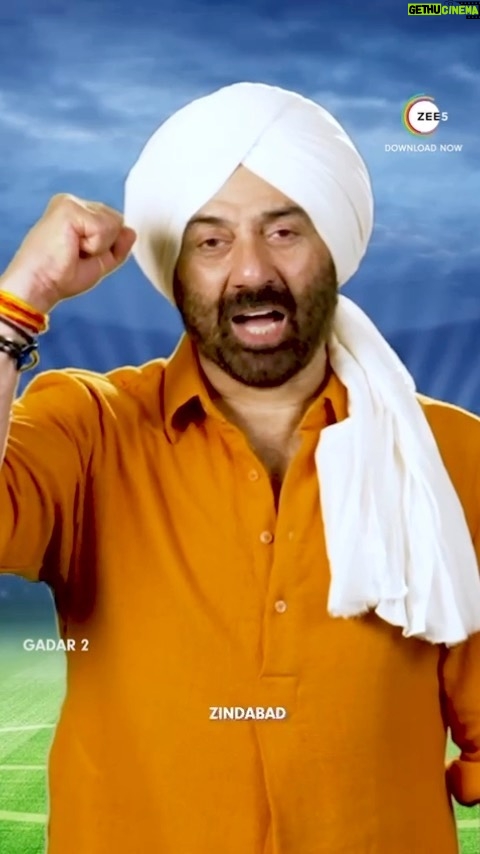 Sunny Deol Instagram - Team India ko cheer karne dijiye Tara Singh ka saath aur zor se bolo Hindustan Zindabad! 🇮🇳 #Gadar2 on #ZEE5, streaming now