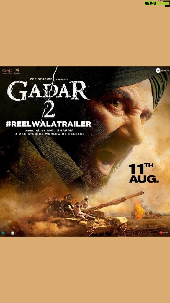 Sunny Deol Instagram - Dropping an action-filled glimpse of Tara Singh with #ReelWalaTrailer 🔥💥 Ab Gadar machega. 🔥💪🏻 On the occasion of Kargil Vijay Diwas, presenting you with #Gadar2Trailer Trailer is out now! #Gadar2 aa rahi hai bade parde par 🔥 lagane iss Independence Day! 🇮🇳 Cinemas mein 11th August se 🎞️ @zeestudiosofficial @gadarmovie_official @shariq_patel @iamsunnydeol @ameeshapatel9 @iutkarsharma @anilsharma_dir @anilsharmaprod @mithoon11 @shabinakhanofficial @quadri.sayeed @simratkaur_16 @manishwadhwa.in @mrgravitas @zeemusiccompany @zee5 @zeecinema @zee5global @imsurendersingh @indianarmy.adgpi #IndianArmy #KargilVijayDiwas #TigerHill #1971War #KargilWar #Dras #Kargil