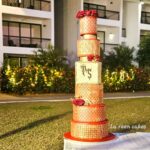 Swasika Instagram - 8 tier Royal wonder for Swasika’s wedding reception When Swasika contacted me 4 months before her wedding, I had no idea that I would be making something like this for her. All she wanted was something Red, Elegant & Royal. And from there the discussions started and ended with this 8 tier beauty! The look on Swasika’s face when she saw her cake was worth all the effort I put into it… The entire cake was covered in fondant. The red colour was particularly customised and hand rolled to suit her liking. The beige square tier was a last minute addition inspired by her wedding saree blouse. Each tier was meticulously stencilled with Royal icing and hand painted gold. I added fondant accents to enhance the overall look. The entire look was completed with a custom acrylic topper that included the bride and groom’s initials and some flowers . . The cake design was inspired by @indulgencebyshazneenali and @cakestrybyfathimaiqbal wedding cakes RECCAA Club