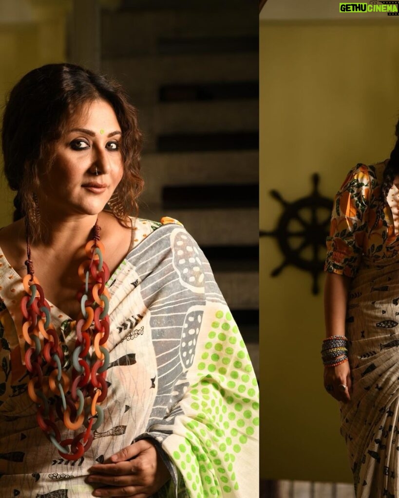 Swastika Mukherjee Instagram - Celebrate WOMEN’S DAY this year with ANJALI’s INDIE collection. These saris have been hand block printed by resident artists - people with psychosocial disabilities living in government mental institutions. @anjali_mentalhealth is an organisation that works towards the recovery of people with psychosocial disabilities. It is a feminist intersectional organisation working towards securing positive mental health for all. Thank you @ratnaboli @piya_chakraborty @biswaskathakali for having me on board. Presenting the FOURTH in their series, MAACH 🐠 🔹For details contact 🔺Rakhi +91 8276-805012 MUA: @prosenjit4867 Hairstylist: @mallicknita.bigbi Styling: Swastika Mukherjee Photographer: @sarkardebarshi19 Blouse: @parama_g #womensday #womensupportingwomen #womeninbusiness #womenfashion #womensday2024