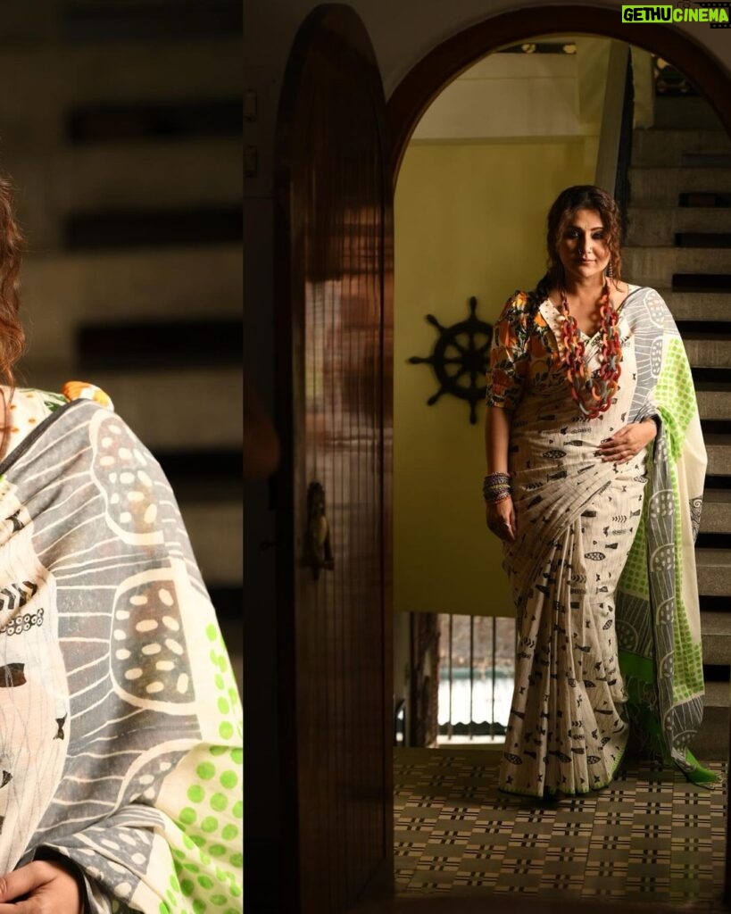 Swastika Mukherjee Instagram - Celebrate WOMEN’S DAY this year with ANJALI’s INDIE collection. These saris have been hand block printed by resident artists - people with psychosocial disabilities living in government mental institutions. @anjali_mentalhealth is an organisation that works towards the recovery of people with psychosocial disabilities. It is a feminist intersectional organisation working towards securing positive mental health for all. Thank you @ratnaboli @piya_chakraborty @biswaskathakali for having me on board. Presenting the FOURTH in their series, MAACH 🐠 🔹For details contact 🔺Rakhi +91 8276-805012 MUA: @prosenjit4867 Hairstylist: @mallicknita.bigbi Styling: Swastika Mukherjee Photographer: @sarkardebarshi19 Blouse: @parama_g #womensday #womensupportingwomen #womeninbusiness #womenfashion #womensday2024
