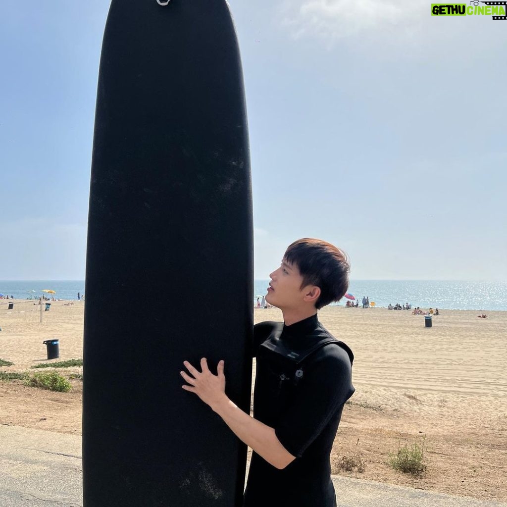 Taeil Instagram - First surfing Sunset Beach, Malibu, California