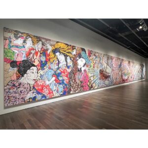 Takashi Murakami Instagram - Only 25 more days left of my solo exhibition “Takashi Murakami: Unfamiliar People - Swelling of Monsterized Human Ego" at the Asian Art Museum of San Francisco. @asianartmuseum 
On February 8, they will be holding the third and final campaign to gift the highly popular Collectible Trading Card with the admissions ticket. (Completed sets of these are being traded at high prices on the Japanese resale site Mercari.)
The painting shown in this post is titled "Judgement Day”. In my conversations with the curator Laura Allen, she asked me to create a large iconic work suitable for the exhibition's theme, monsters. I am quite proud of this resulting work, which I created by mixing the monstrosity of human beings I felt through the pandemic with the strange imageries of Ukiyoe from the Edo period (1603 - 1868).
Ukiyoe was a theme that I had always avoided in the past, so I am very grateful that Laura's guidance allowed me to create a work addressing it for the first time.
Please come and see my new endeavor in the few remaining days of the exhibition.

"Judgement Day"

The SFAAM "Murakami: Monsterized" exhibition is until February 12th.

#AsianArtMuseum #MuseumDifferently #TakashiMurakami