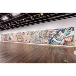 Takashi Murakami Instagram - Only 25 more days left of my solo exhibition “Takashi Murakami: Unfamiliar People - Swelling of Monsterized Human Ego" at the Asian Art Museum of San Francisco. @asianartmuseum 
On February 8, they will be holding the third and final campaign to gift the highly popular Collectible Trading Card with the admissions ticket. (Completed sets of these are being traded at high prices on the Japanese resale site Mercari.)
The painting shown in this post is titled "Judgement Day”. In my conversations with the curator Laura Allen, she asked me to create a large iconic work suitable for the exhibition's theme, monsters. I am quite proud of this resulting work, which I created by mixing the monstrosity of human beings I felt through the pandemic with the strange imageries of Ukiyoe from the Edo period (1603 - 1868).
Ukiyoe was a theme that I had always avoided in the past, so I am very grateful that Laura's guidance allowed me to create a work addressing it for the first time.
Please come and see my new endeavor in the few remaining days of the exhibition.

"Judgement Day"

The SFAAM "Murakami: Monsterized" exhibition is until February 12th.

#AsianArtMuseum #MuseumDifferently #TakashiMurakami