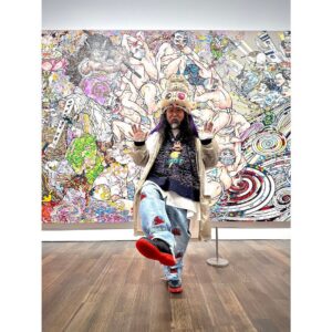 Takashi Murakami Instagram - Only 25 more days left of my solo exhibition “Takashi Murakami: Unfamiliar People - Swelling of Monsterized Human Ego" at the Asian Art Museum of San Francisco. @asianartmuseum 
On February 8, they will be holding the third and final campaign to gift the highly popular Collectible Trading Card with the admissions ticket. (Completed sets of these are being traded at high prices on the Japanese resale site Mercari.)
The painting shown in this post is titled "Judgement Day”. In my conversations with the curator Laura Allen, she asked me to create a large iconic work suitable for the exhibition's theme, monsters. I am quite proud of this resulting work, which I created by mixing the monstrosity of human beings I felt through the pandemic with the strange imageries of Ukiyoe from the Edo period (1603 - 1868).
Ukiyoe was a theme that I had always avoided in the past, so I am very grateful that Laura's guidance allowed me to create a work addressing it for the first time.
Please come and see my new endeavor in the few remaining days of the exhibition.

"Judgement Day"

The SFAAM "Murakami: Monsterized" exhibition is until February 12th.

#AsianArtMuseum #MuseumDifferently #TakashiMurakami