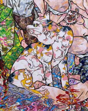 Takashi Murakami Instagram - Takashi Murakami’s newest masterwork, which also makes its premiere at #MurakamiMonsterized, is titled “Judgement Day” — an 82 feet long painting that used 10,000 different silk screens and was produced in a matter of several weeks! 😱

The main figure in the center is Enma, the King of Hell in Buddhism. But you’ll also find zombie-like kabuki actors dressed as samurai and geisha, and two groups of yokai (Japanese supernatural beings). 

Akin to music sampling, Murakami was inspired by different artistic styles to create a visual feast of images. You may notice references to 19th century Japanese woodblock prints, including works by Utagawa Kuniyoshi and Tsukioka Yoshitoshi, and Murakami’s use of trompe-l’œil or western optical illusion techniques.

👹 Visit “Murakami: Monsterized” to get a closer look at all of the details of Murakami’s latest paintings. Plan your holiday visit to experience this blockbuster exhibition at asianart.org.

#AsianArtMuseum #MuseumDifferently #TakashiMurakami 

© Takashi Murakami/Kaikai Kiki Co., Ltd. All Rights Reserved.