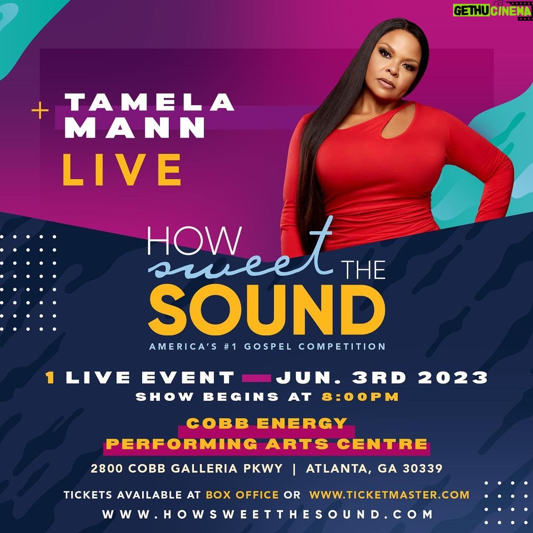 Tamela Mann Instagram - Atlanta, GA join me this Saturday June 3rd, 2023 at 8:00pm at the @cobbenergypac! Tickets on sale at Ticketmaster.com