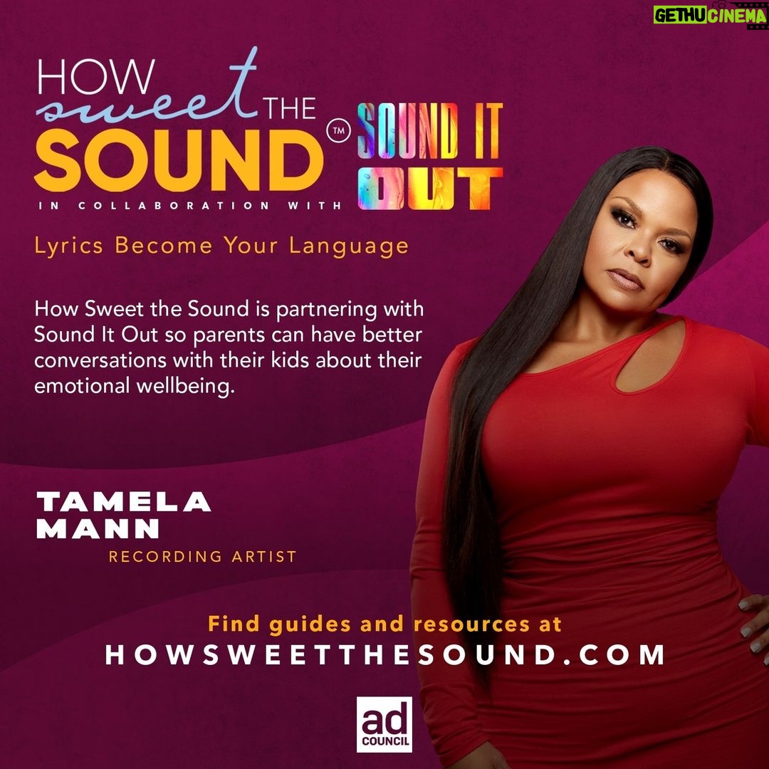 Tamela Mann Instagram - Music and language are the ways we connect with one another. That’s why I’m excited to see @theofficialhowsweetthesound and the @AdCouncil's Sound It Out campaign present the brand new Spoken Word category for this year’s competition. @SoundItOutTogether helps parents and caregivers to better support their child’s emotional wellness and start the conversation. #HSTS #EmotionalWellness #music