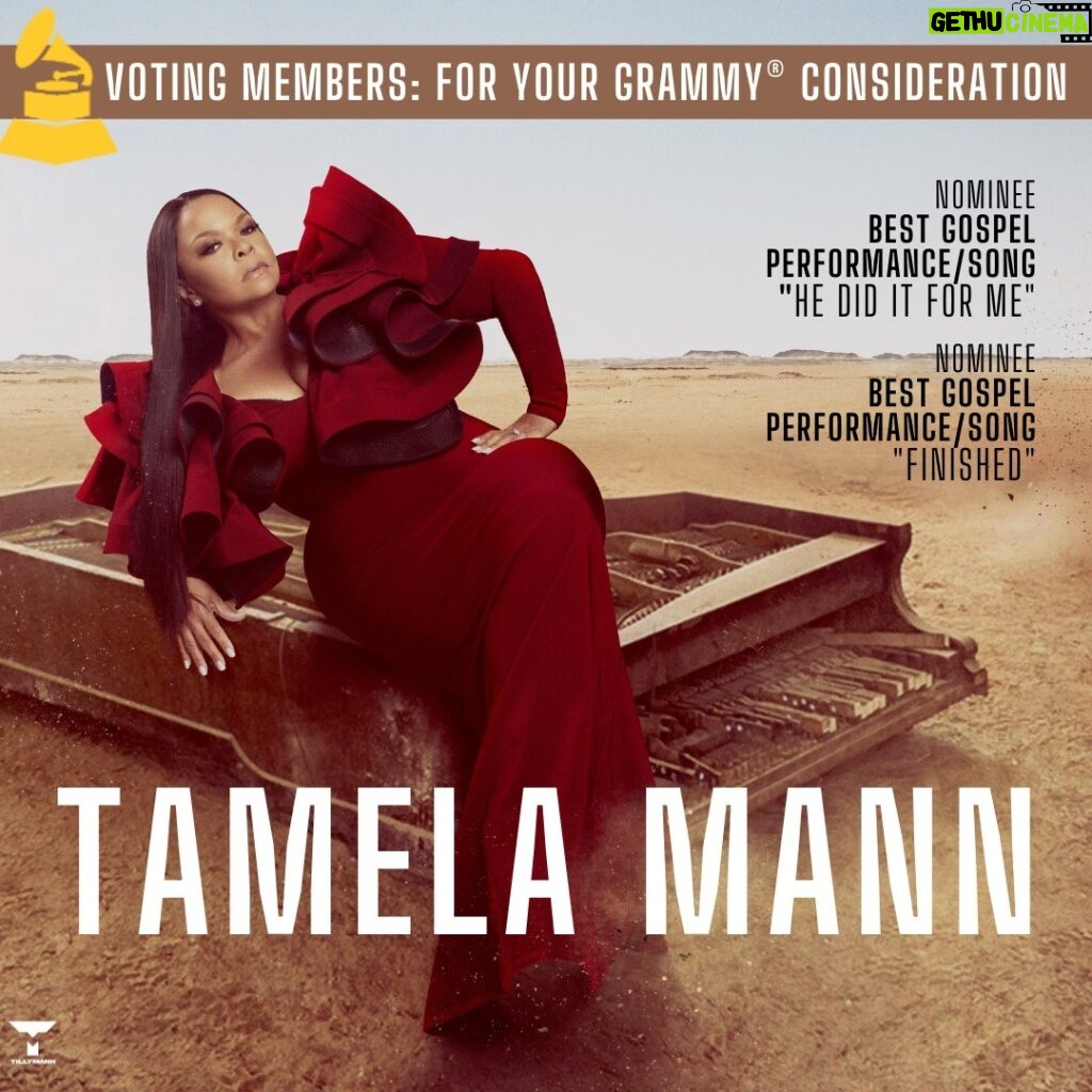 Tamela Mann Instagram - So honored 🥰 Thank You @RecordingAcademy Voting members, for your consideration... #grammys #vote4grammys #grammyawards #overcomer #hediditforme