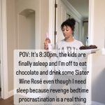 Tamera Mowry-Housley Instagram - 8:30pm, kids are asleep, and it’s ‘me time’! 🍷🍰 Dancing my way to that chocolate cake and Sister Wine Rosé , oh that’s my jam! Late-night bliss, here I come! @sister.wine is restocking in a couple of weeks @housleynapa 😂✨ What’s your go to late night ritual? #RevengeBedtime #SweetTreats #SisterWineNights Inspo✨: @laura_jane_hall