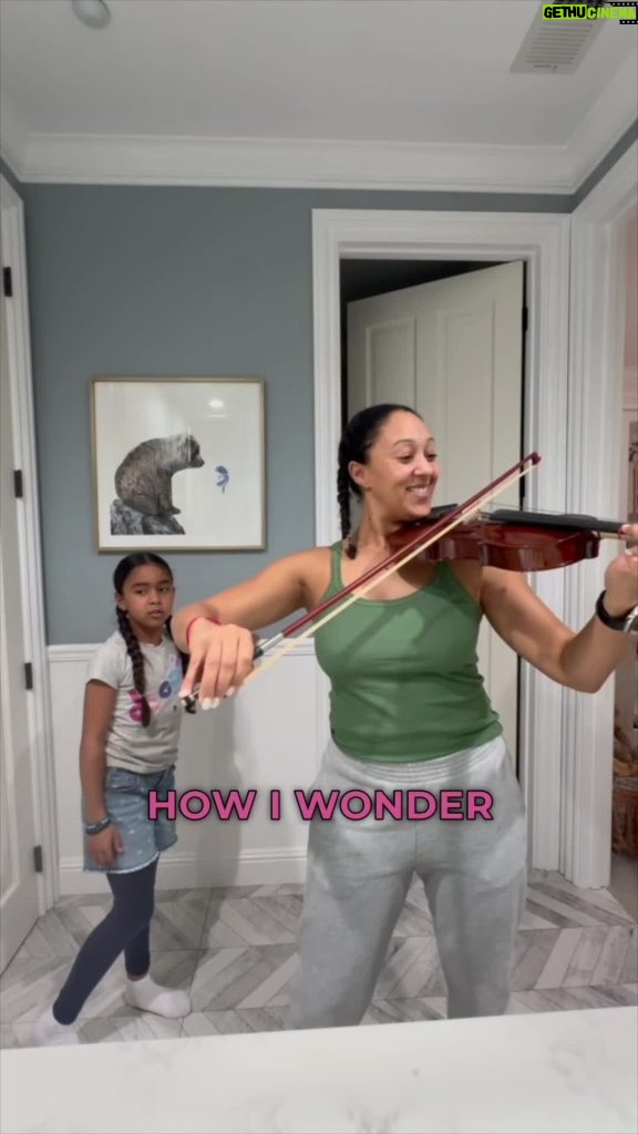Tamera Mowry-Housley Instagram - We’ll! I started a thing.👀 When I started practicing the violin 🎻 Ariah recognized the song and started singing along! I think we’d make a pretty good duo. Hey! We NOW have a new playtime activity 🤣 #justbeginning #havingpatiencewithmyself. #mommyanddaughter #violin #learning Napa, California