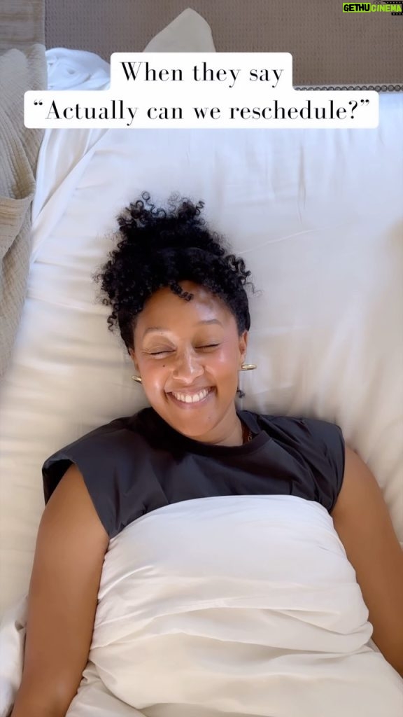 Tamera Mowry-Housley Instagram - 😂 Anyone else secretly do a happy dance when plans get postponed and your bed wins the evening? 🛌💃🏽 Let’s be real - sometimes an impromptu date with my bed is all the self-care I need! Can I get an amen from all my fellow nap lovers? 🙌 Drop a ‘😴’ if you’re with me! #IntrovertJoy #naptimewins Inspo✨: @tobyrozario