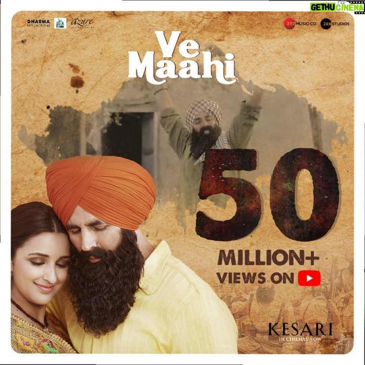 Tanishk Bagchi Instagram - 50 Million+ views of love! Thank you for giving #VeMaahi a place in your hearts. ❤ - @karanjohar | @akshaykumar | @parineetichopra | @anurag_singh_films | @dharmamovies | @apoorva1972 | @sunirkheterpal | #CapeOfGoodFilms | @iamazureent | @zeestudiosofficial | @zeemusiccompany | @arijitsingh | @aseeskaurmusic | @azeemdayani | #Kesari
