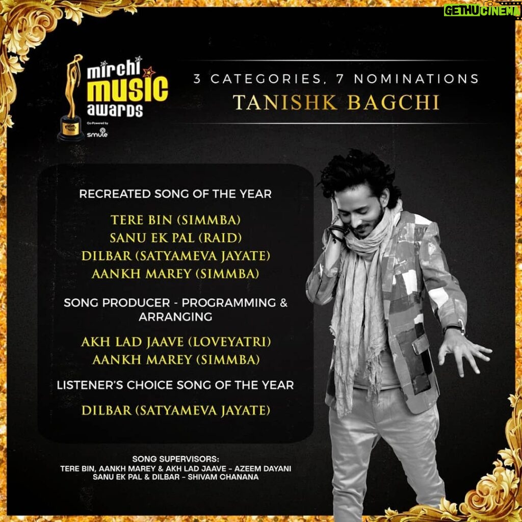 Tanishk Bagchi Instagram - Excited & super happy to share this with you FANmily!! Thank you for loving my music & me. Love to all.❤🙌🏻🎶 - #TereBin | #SanuEkPal | #DilbarDilbar | #AankhMarey | #AkhLadJaave | @azeemdayani | @shivamchanana