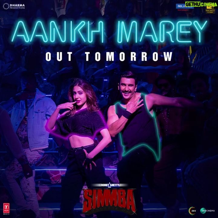 Tanishk Bagchi Instagram - It was a party song then & is going to be a party song now! #AankhMarey from #Simmba dropping tomorrow.ππΆ - @ranveersingh | @saraalikhan95 | @karanjohar | @itsrohitshetty | @dharmamovies | @rohitshettypicturez | @reliance.entertainment | @azeemdayani | @tseries.official | @nehakakkar | @shabbir_ahmed9 | @mikasingh | @kumarsanuofficial