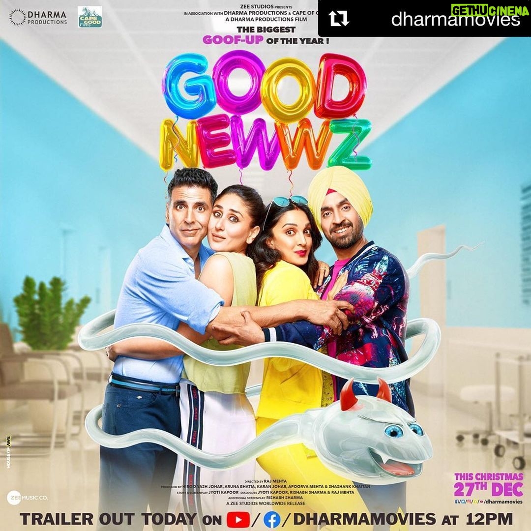 Tanishk Bagchi Instagram - Set your alarms 🚨 to noon, the #GoodNewwzTrailer is delivering today! #GoodNewwz @akshaykumar @dharmamovies @azeemdayani #KareenaKapoorKhan @diljitdosanjh @kiaraaliaadvani @karanjohar @apoorva1972 @shashankkhaitan @raj_a_mehta @somenmishra @zeestudiosofficial #CapeOfGoodFilms @zeemusiccompany . . . . . #AkshayKumar #KareenaKapoor #DiljitDosanjh #KiaraAdvani #tanishkbagchi #Trailer #OutSoon #NewMovie #NewFilm #Comedy #Drama #Fun #Laughter #Madness #Entertainment #Dharma #DharmaMovies #DharmaProductions #Bollywood #BollywoodUpdate #Movies #Launch #IgDaily #InstaDaily