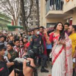 Tasnia Farin Instagram - Thank you! EastWest university,Jagannath university and North South university for having us. Watch “Kacher Manush Dure Thuiya” on 22nd February on @chorkiofficial with your family, friends and loved ones.