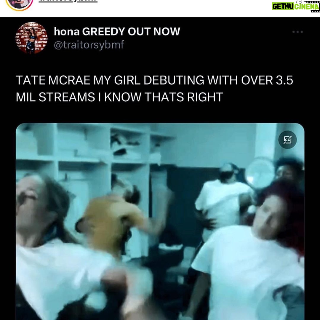 Tate McRae Instagram - greedy is finally out and i could not be more excited:β) THANK U 2 EVERYONE WHO WORKED with me on this vid/song. I love you guys @jasperharris @amyallen @ryantedder βπΌπ thank u @itsbankhead for bein such an inspiration. thank u @aerinmoreno and @bradleyjcalder @skinnybonesjoans @baeth for being the coolest and most talented ppl on the planet. Love you all from the bottom of my heart. thank u sooooo much <3