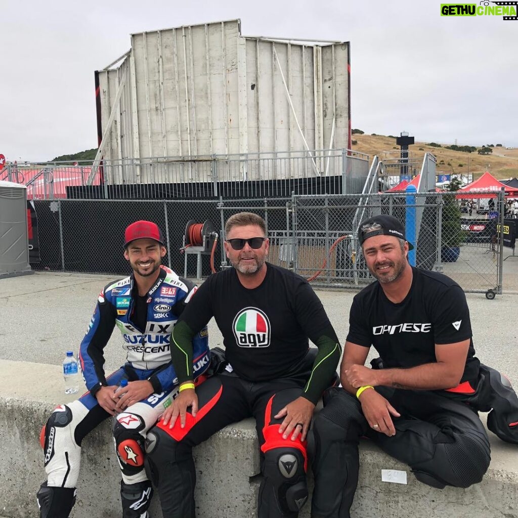 Taylor Kinney Instagram - Thanks to @pirellimotousa for the tires and track day at Laguna Seca. @daineseofficial for the gear and @ducatimotor for the bikes. Got some fun laps in with @21jhopper and @johnnylouch #quitthecrew