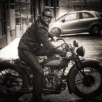 Taylor Kinney Instagram - @elizabethmorrisrocks took this pic. 1936 Indian JR. Scout. 3 gere suicide shifter on the right. Foot clutch on left. Throttle on left. Special bike.