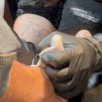 Taz Skylar Instagram - I finally got my One Piece Tattoo. 🏴‍☠️ And I got it in the same way I’ve gotten all my tattoos… By randomly walking in to a cool shop in the middle of a new town and finding a pure soul, with whom i want to sit down for a few hours, to etch a memory on my skin. Thank you @zumitats for being a dream and for jumping straight in to my two ideas 😜🔥 Can anyone guess why i got it on my leg tho? 🤔 Los Angeles, California