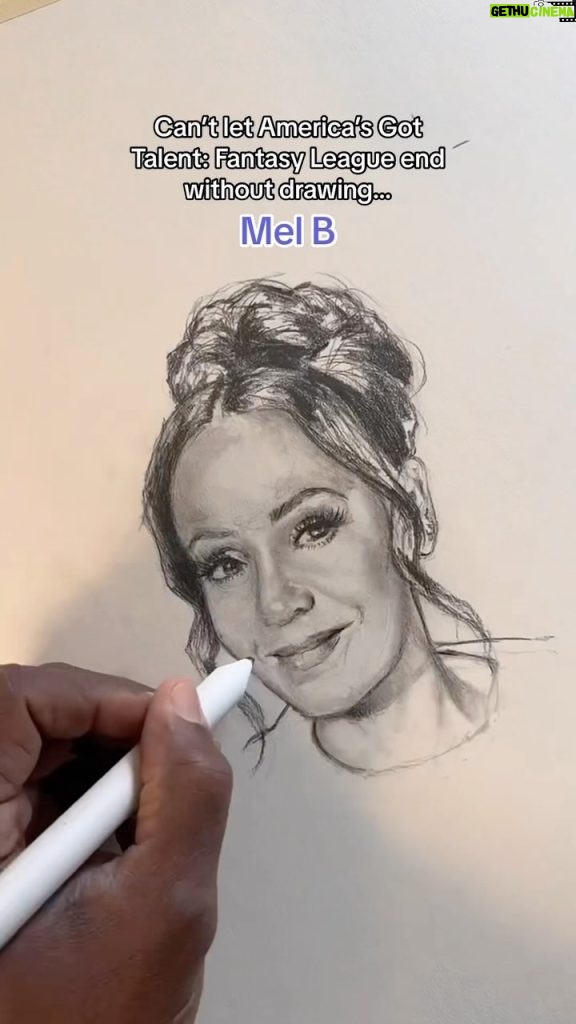 Terry Crews Instagram - I couldn’t let @agt Fantasy League end without drawing my girl @officialmelb!!! Tune in to see who wins TONIGHT on @nbc! #AGT #melb #spicegirls #drawing #art #portrait