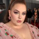 Tess Holliday Instagram - I may not be at the Grammys tonight, but I remember when I attended and broke the Internet 🍓🍓🫶 #strawberrydress #grammys #grammysredcarpet #lirikamatoshi