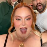 Tess Holliday Instagram - 10s across the board & yuhhh the nails match the fit💙🧡 Glam by my baby angels @angelinapanelli @makeupartistmichael FOREVER OK!!!!! Outfit is @lazyoaf Shoes @charlottestoneshoes Nails inspired by @pinterest #effyourbeautystandards #pinterestinspired #plussizestyle #facecardneverdeclines Los Angeles, California