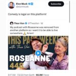 Theo Von Instagram - New episode wont be up on Youtube until Thursday because of suspension. Thanks Twitter for allowing us to post the full episode and Elon for the support. Its our most viewed episode ever! 🤯 🇺🇸