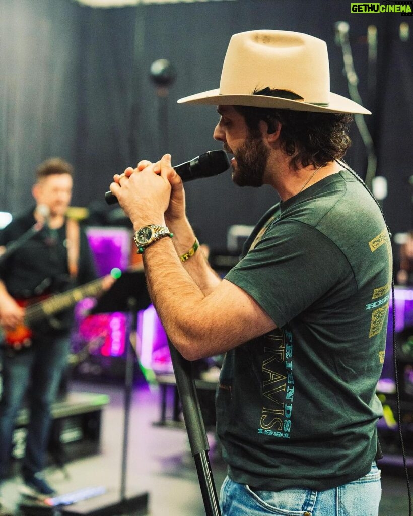 Thomas Rhett Instagram - the other side of life lately… rehearsal with the boys, finishing this album, headed out west for a week (sorry honey @laur_akins). Might get a haircut? Playing some shows. Back at it, let’s go.