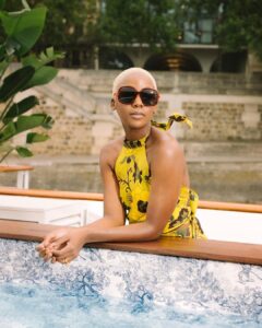 Thuso Mbedu Instagram - 💛 Blonde hair and A spa treatment while cruising through Paris on a boat. Two favorite firsts☺️
