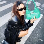 Thylane Blondeau Instagram - Back to the 2000’s with my new #PradaMoon bag @prada 💚 #ad Pics by bby @bennattal Paris, France