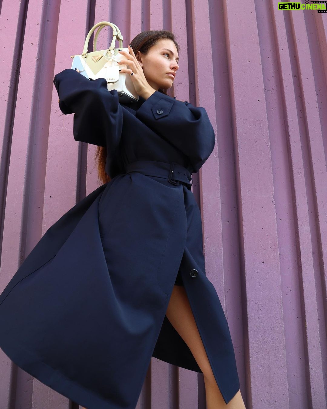 Thylane Blondeau Instagram - Our love is blue and beige and white. Find the color of your love with the new #PradaGalleria @prada Paris, France
