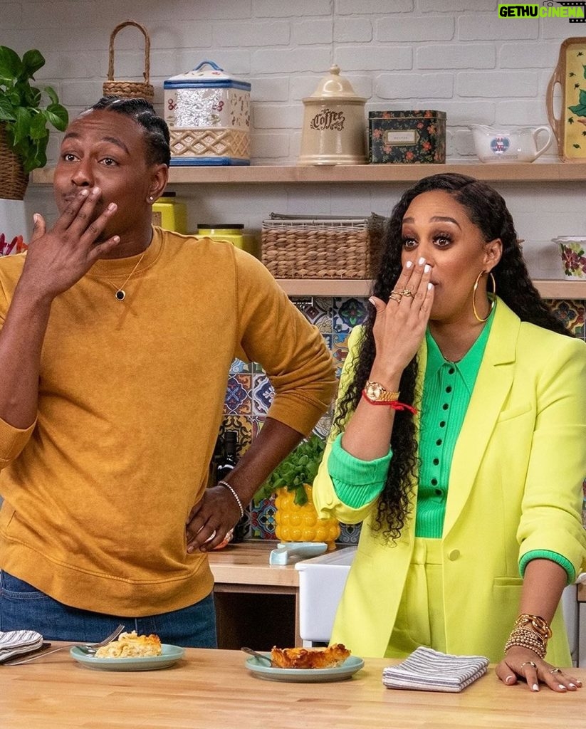 Tia Mowry Instagram - Our facial expressions send me every time 😂 Not Like Mama is a new cooking show, hosted by me and @terrellgrice, where home chefs try to recreate their mom's famous dishes. #NotLikeMama is now streaming on @wearefilmrise!