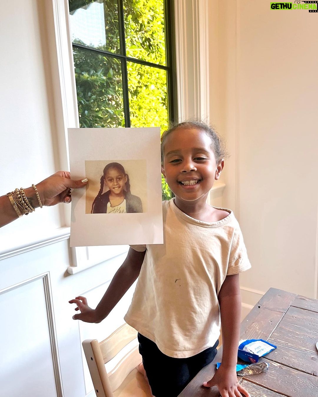 Tia Mowry Instagram - Cairo is my mini me! I saw this old picture of me and was shocked at how much it looked like Cairo 🥹 My twin fr! There is something deeply spiritual and profound about being able to look at my children and see little parts of myself, as well as see them both start to develop into their own personalities. Every day I am so blessed to have my little angels and watch them grow and thrive 🌱