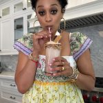 Tia Mowry Instagram – s’mores + milkshakes + bourbon = sweet summer bliss 🤤 Here is my take on this classic dessert that is sure to be a hit at your cookout! Would you try this recipe for your summer bbq?

S’mores bourbon milkshake recipe, serves 2

Milkshake:
4 ounces bourbon
3 cups vanilla ice cream 
1 1/2 cups whole milk
6 tablespoons chocolate fudge sauce, divided
1 tsp vanilla extract, optional

Topping:
Whipped cream
Marshmallows
3 graham crackers, crushed 
Reserve 2 small pieces for garnish

For Glass:
Spread 1 tbsp of chocolate sauce around each rim of glass. Dip into crushed graham crackers. Have glasses ready before mixing milkshake.
Place bourbon, ice cream, milk, 4 tbsps chocolate sauce and vanilla extract in a blender. Purée until combined, pour into glasses. Top with whipped cream.
Over a gas range, toast marshmallow until preference. Garnish with toasted marshmallow and graham cracker. Enjoy!