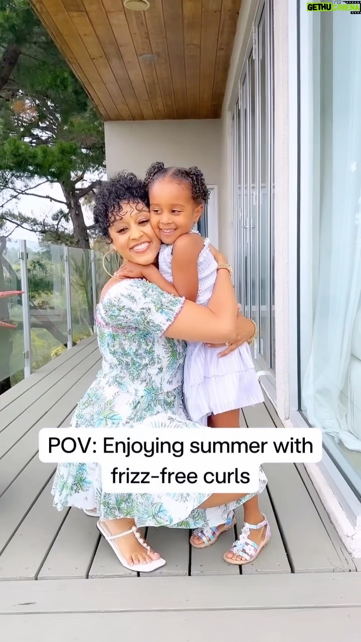 Tia Mowry Instagram - Get frizz-free curls for the whole family! 💜 Our hero ingredient, Hemi15, is clinically proven to provide frizz control, humidity protection, and defense against UV rays. Transform your summer hair care routine at 4UbyTia.com!
