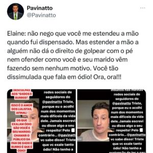 Tiago Pavinatto Instagram - À uma dissimulada @ElaineKeller , que acabou de chamar as suas vítimas de agressoras.