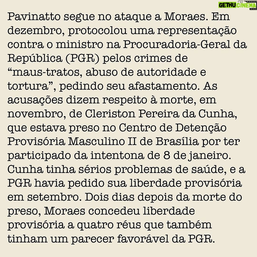Tiago Pavinatto Instagram - Segunda-feira, em #OsTremasNosUs, nosso especial do 8 de janeiro, as últimas declarações do Min. Alexandre e meu encontro com ele no TS& que foi, parcialmente, contado na @revistapiaui deste mês. Comento tudo na segunda, 18 horas, ao vivo. São Paulo, Brazil