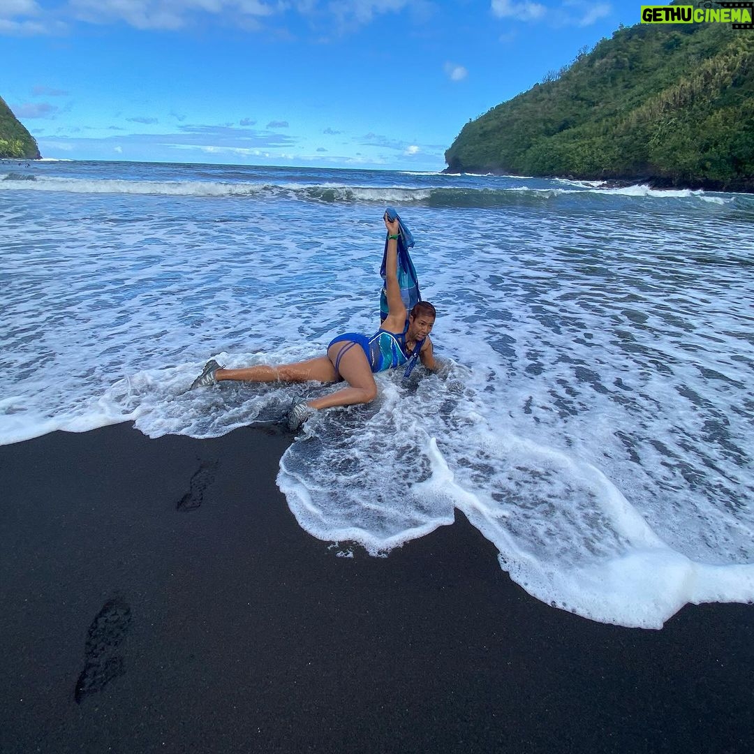 Tiffany Haddish - 205.7K Likes - I Love being silly on the black sand beach. I have always wanted to do a swimsuit photo shoot. This silly one will do for now #Hana #hawaii #sheready