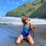 Tiffany Haddish Instagram – I Love being silly on the black sand beach. I have always wanted to do a swimsuit photo shoot. This silly one will do for now #Hana #hawaii #sheready